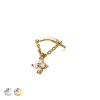 316L SURGICAL STEEL THREADLESS PUSH IN CROSS ROUND BEZEL CHAIN DANGLE DANGLE CZ TOP PART